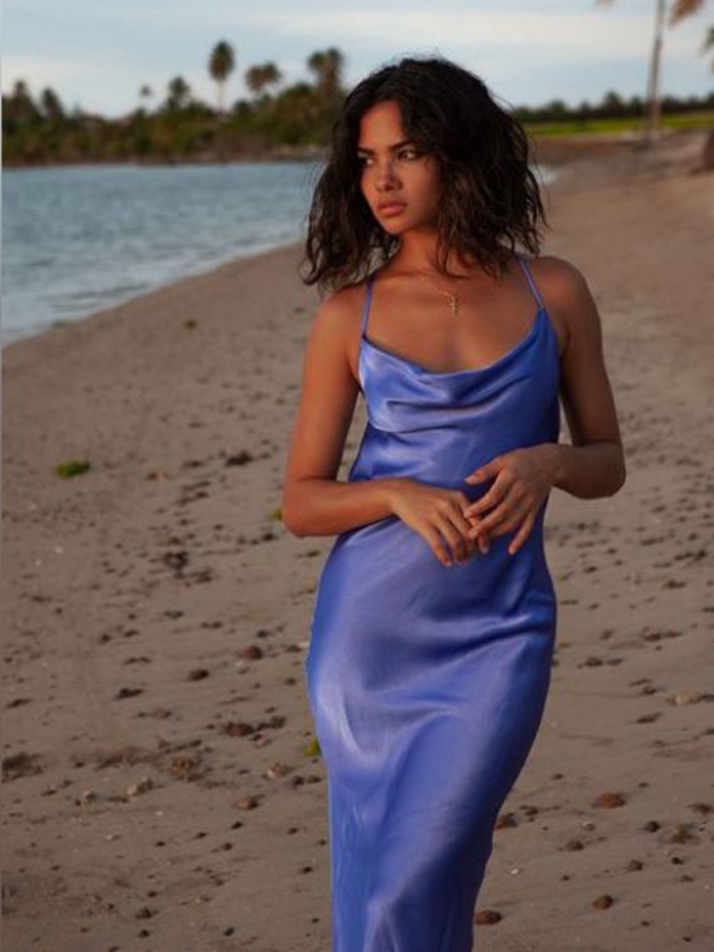 New Rat & Boa Azure Periwinkle Blue Slip Midi Dress Satin XXS Rare